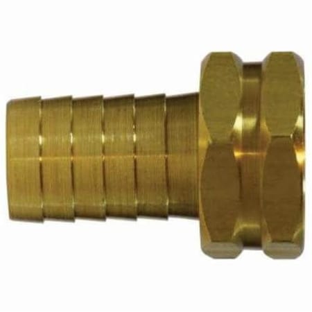 Hose Swivel Adapter, Adapter, 1 X 34 Nominal, Barb X FGH, 118 Hex, 75 Psi, 35 To 100 Deg F, Bras